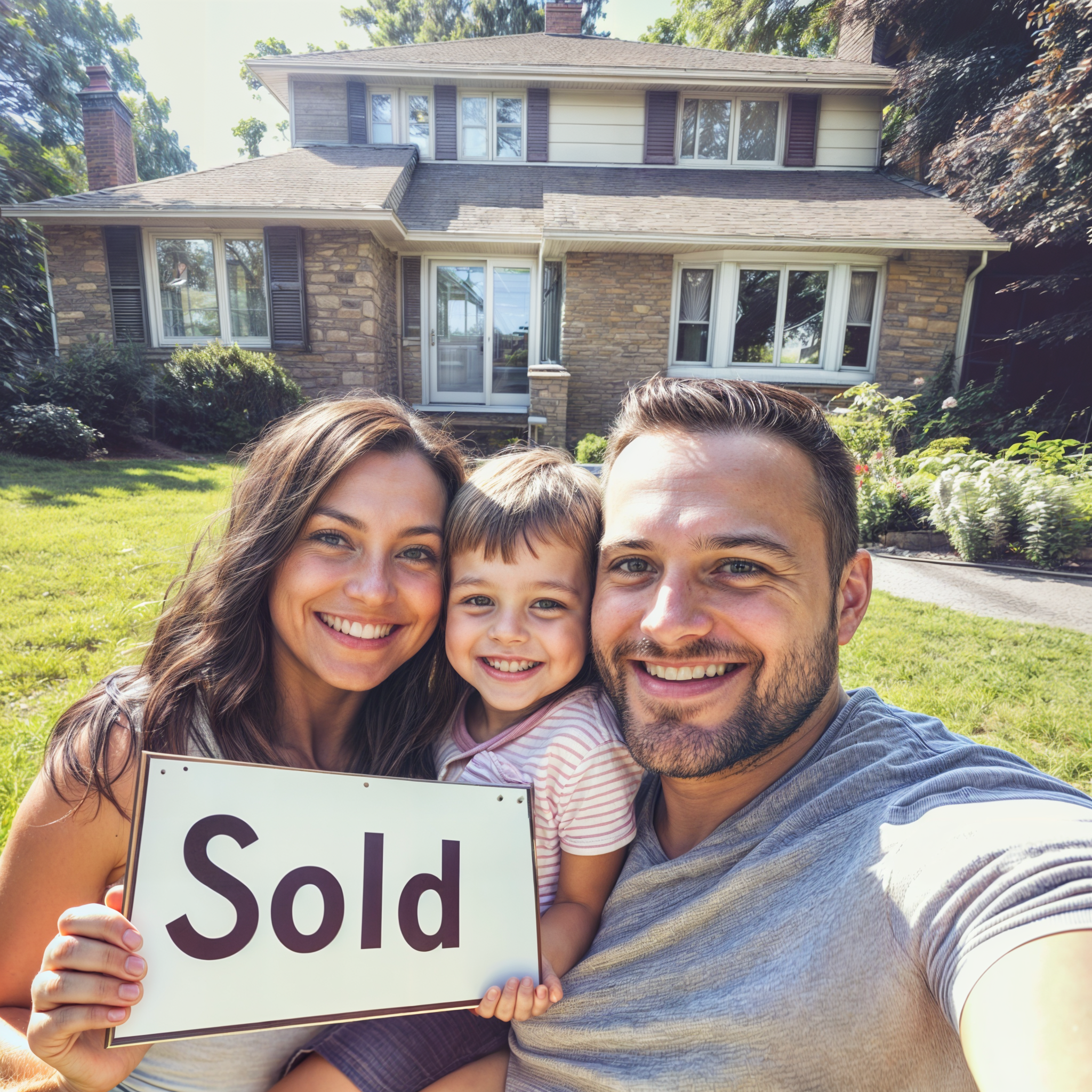 A happy family celebrating a successful sale with Midwest KeyFree thanks to the program Sell My House Fast In Lee's Summit MO